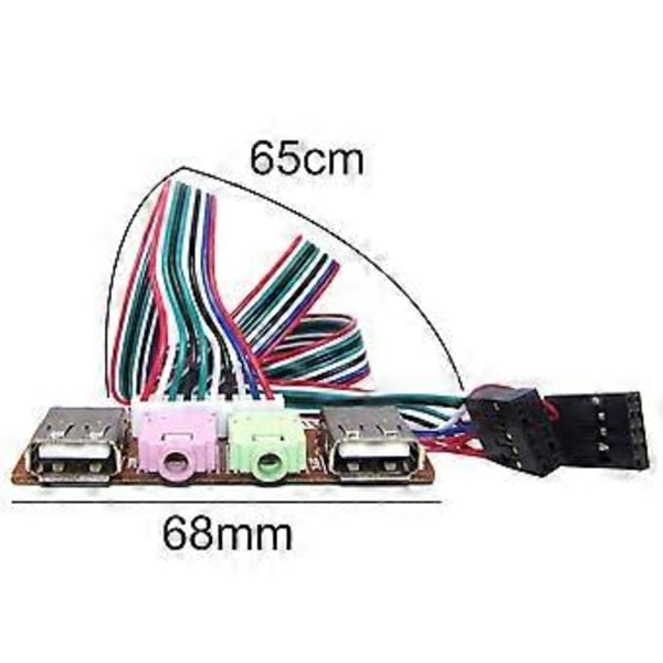 6,8 cm PC-tietokoneen kotelon etupaneelin kaksois-USB-audioportti mikrofonin kuulokeliitäntäkaapeli
