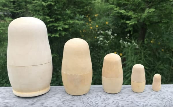 Naturals Umalede Russiske Nesting Dukker - Blanke, 5 Stykker, 11,5