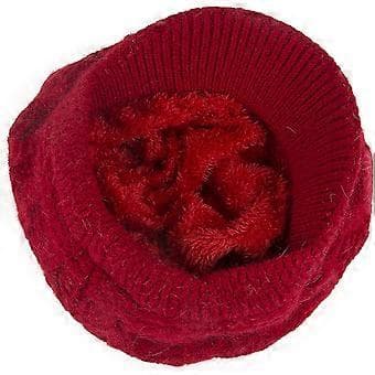 Dam Vinter Varm Slouchy Kabelstickad Mössa Skull Hat med Skärm