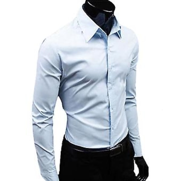 Fianao Herre Skjorte med Knapper, Anti-rynke, Lugtfri, Langærmet (XXXXXL Lyseblå)