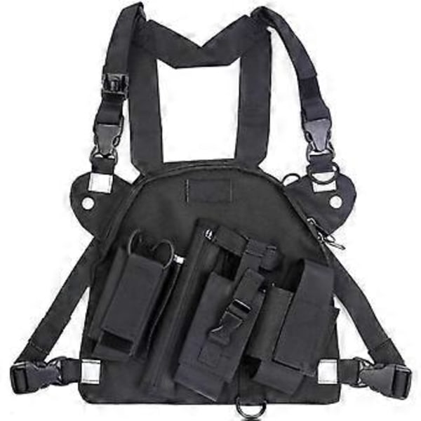 Radio Pack Ryggsäck Bärväska för Tvåvägsradio för Löpning Cykling Vandring Camping Svart (FÄRG 1)