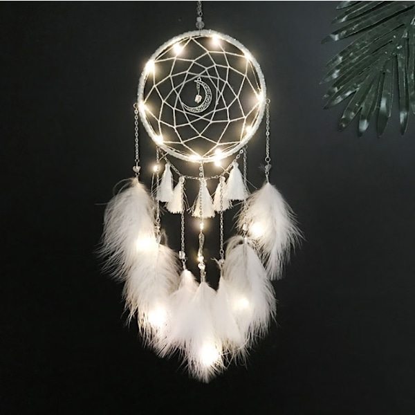 Petit attrape-rêves avec lumière LED, capteur de rêves avec plumes