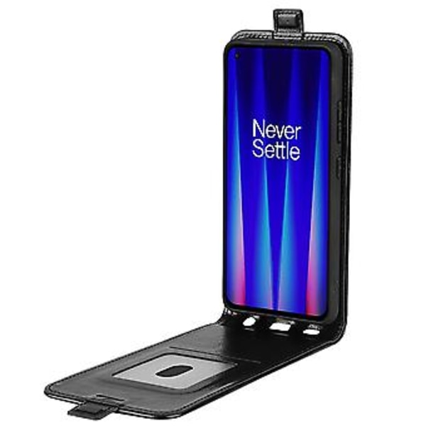 R64 Vertikal Lommeveske i Lær for OnePlus Nord CE 2 5G (Svart)