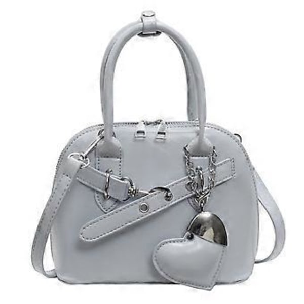 Tyylikäs PU-kuorinen olkalaukku toimistokäyttöön, sydänriipuksella ja säädettävällä hihnalla, crossbody-laukku päivittäisiin tarpeisiin, vaaleansininen (vaaleansininen)