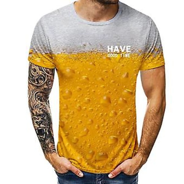 Herre 3D Grafik Sjov Øl T-shirt med Print, Kortærmet Mode Streetwear T-shirts Med Designs, 100% Ny (XL)