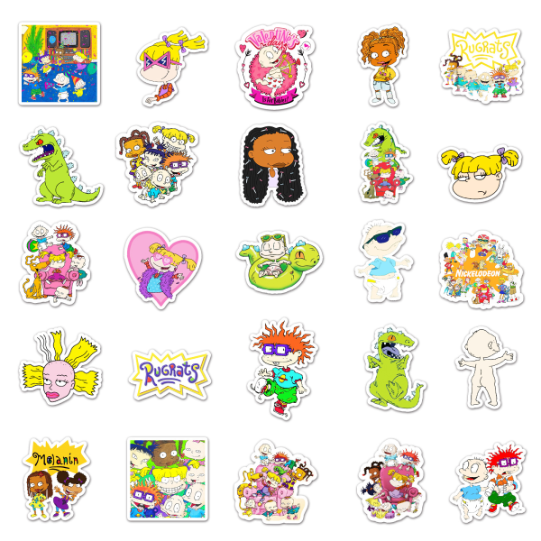 Rugrats Anime-klistremerker, 50-pakning med blandede vinylklistremerker for bærbar PC, telefon, vannflaske, skateboard, koffert, gitar, teppe, søte, estetiske, vanntette, utklippsbok-vinylklistremerker.