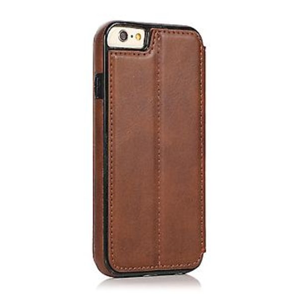 PU-nahkainen folio-kotelo iPhone 6p/6sp:lle, liiketoiminta-tyyli, lompakkotoiminto, putoamissuoja, telinetoiminto, kestävä (ruskea)