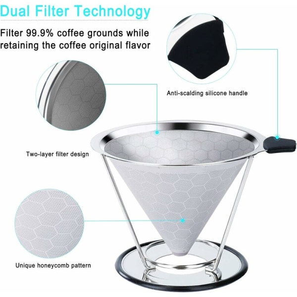 Gjenbrukbar kaffefilter i rustfritt stål