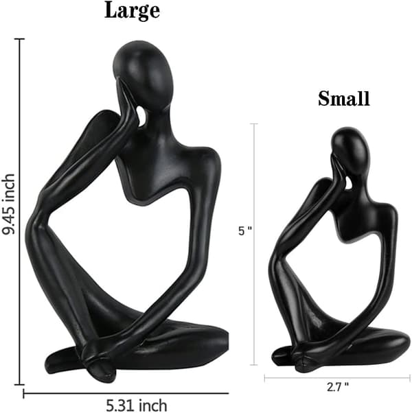 Sort Harpiks Tænker Stil Abstrakt Skulptur Statue Samleobjekt