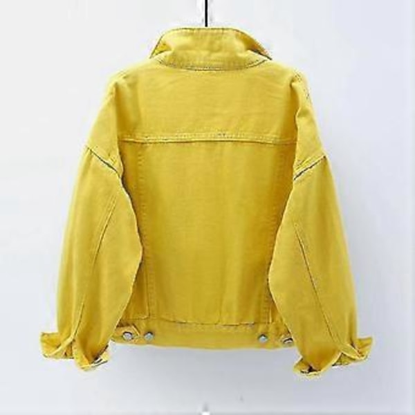 Damjacka i denim, långärmad, varm, enfärgad, vår/höst, L, gul