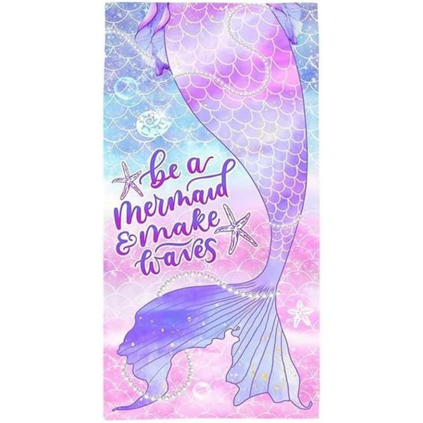 1pc Microfiber Beach Towel, 70x150cm, Mermaid, Polyester, Girls,