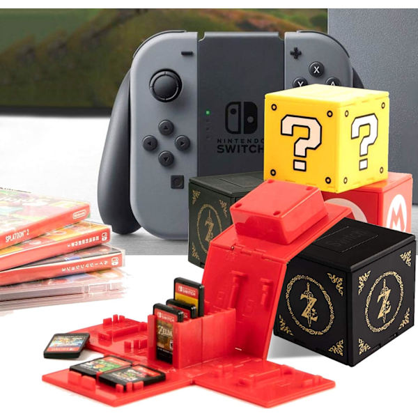 Nintendo Switch minneskortsfodral, skyddande förvaringsfodral för spelkort med 16 fack, St
