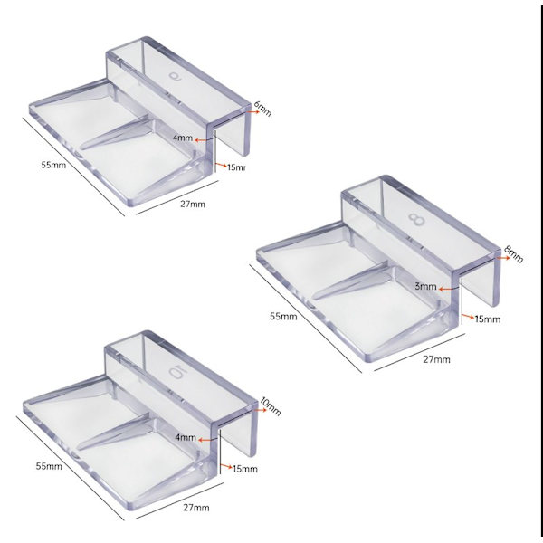 Akvarieunderstøttelse (6 mm), Akryl Akvariestøtteklemmer Klemme Fisketankholder Akvariefisketank Tilbehør
