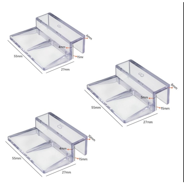 Akvariumstöd (10 mm), Akrylstödklämmor för akvariehållare Aquarium akvarium Acc