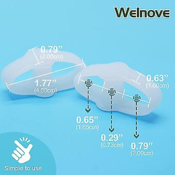Pakke med 12 Hallux Valgus Korrekturer, Tåseparatorer med 2 Sløjfer, Stor Tåafstandsholder Velegnet til Hallux Valgus og Overlappende Tå (hvid) ( )