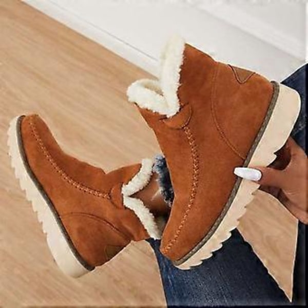 1 Par Klassiska Halkfria Ankel Uggs för Kvinnor Svart Bomull 1 Par Varma Snökängor Mikrofleecefoder (38 Brun)