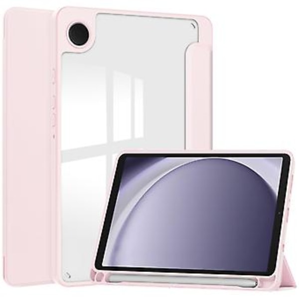 3-delt lærveske for Samsung Galaxy Tab A9 (Rosa)