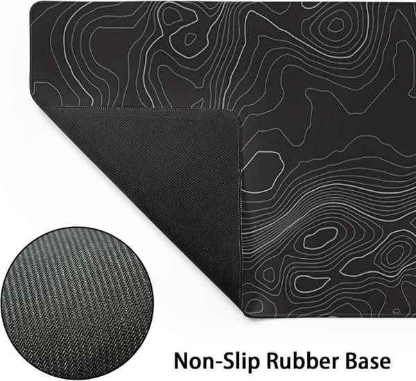 Toographic Contour Black XL Gaming Mouse Pad Extended Geographic