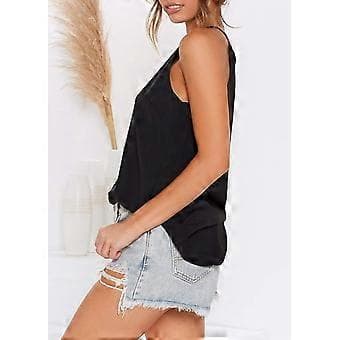 Dame Topper Ermeløs Halter Racerback Sommer Basic T-skjorter Cami Tanktopper Strandbluser