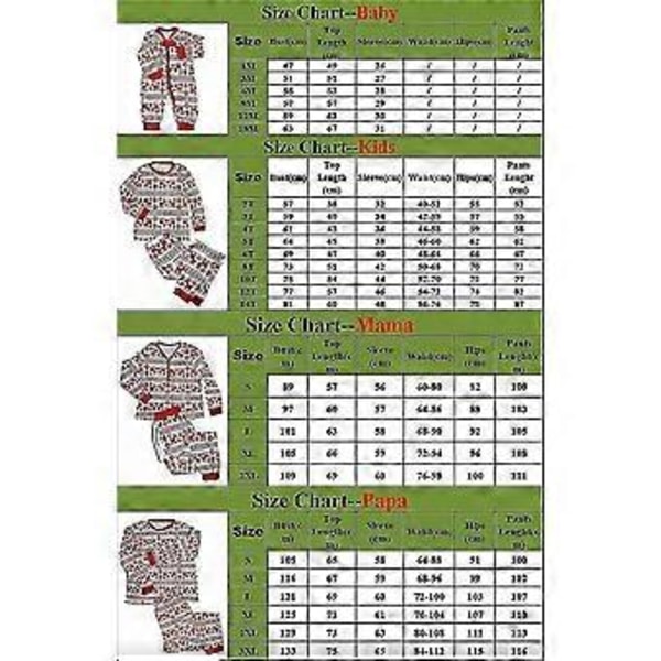 Julepyjamas til Familie Matchende Pyjamas Sæt Festlig Voksen Børn Natøj (3M Baby)