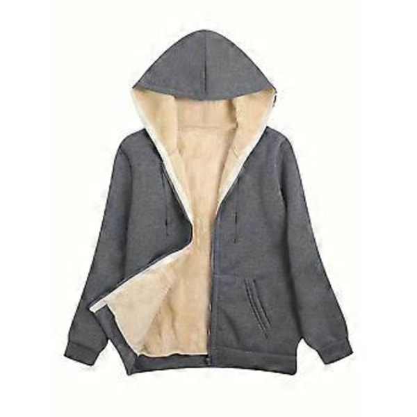 Varm vinterfrakke med hætte til damer (4XL Grå)