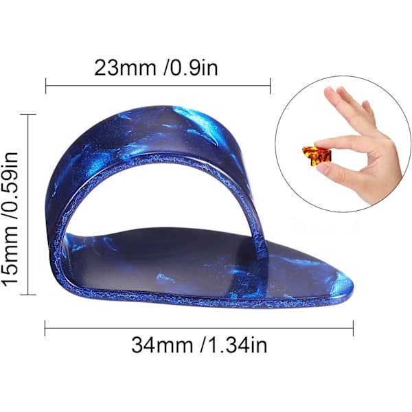 Tumgrepp Finger Picks, Medium, Vinklad Platt, Celluloid Gitarr F