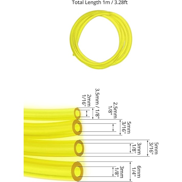 4 st Bränsleslang, Bränsleslang, 2 x 3,5 mm, 2,5 x 5 mm, 3 x 5 mm, 3 x