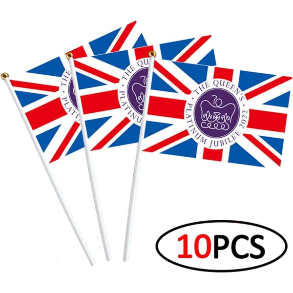 5\" x 8\" Drottningens platinajubileum - 10 handhållna Union Jack F