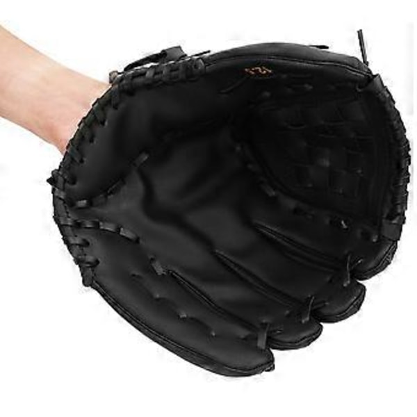 Holdbar PU Baseballhandske Trænings- og Konkurrencehandsker til Voksne og Børn Sort 11,5 tommer