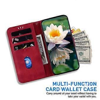 Kompatibelt för iPhone 16 Plus Telefonfodral Lotus Präglat Läder Ställ Plånboksfodral (Röd)