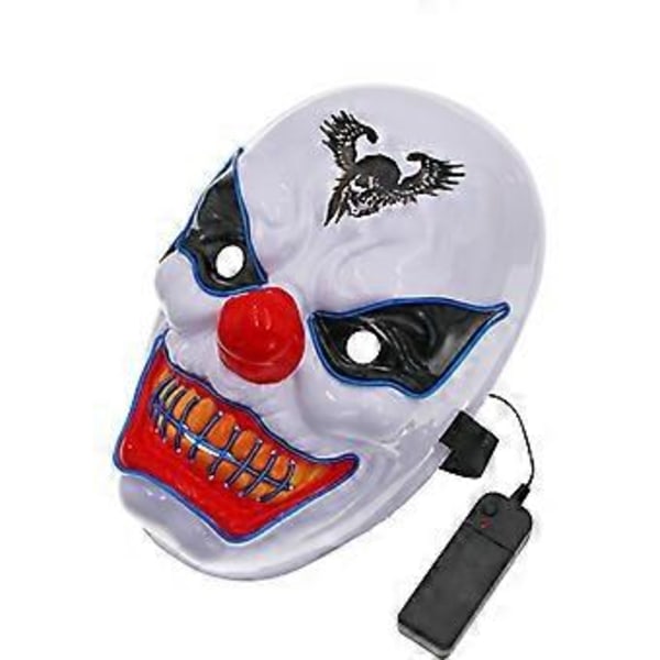 Halloween Dekoration LED Clown Mask, Läskig Självlysande Joker Mask, Halloween Dekoration Jul Karneval Kostym Cosplay Party Mask