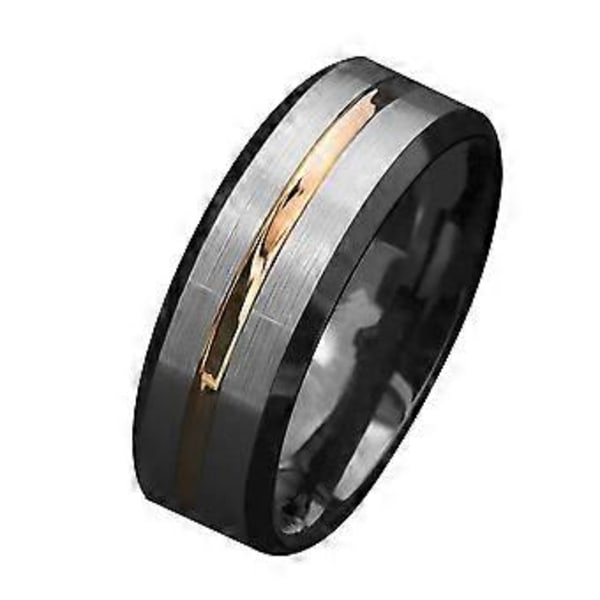 Mote Menn Matt Stripe Titanstål Band Ring Bryllupsfest Smykker Gave (US 12)