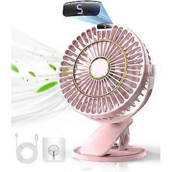 Ladattava pöytätuuletin, mini-USB-tuuletin LCD-näytöllä, 5 nopeutta, 720° pyöritys, kannettava tuuletin, hiljainen tuuletin toimistoon/M