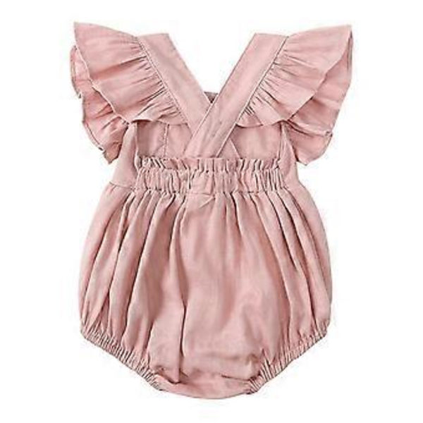 Nyfødt Baby Pige Romper Spædbarn Baby Piger Flæseærme Bodysuit Afslappet Småbørn Kommer Hjem- Sommer Jumpsuit Tøj Blå 66(66 Blå)