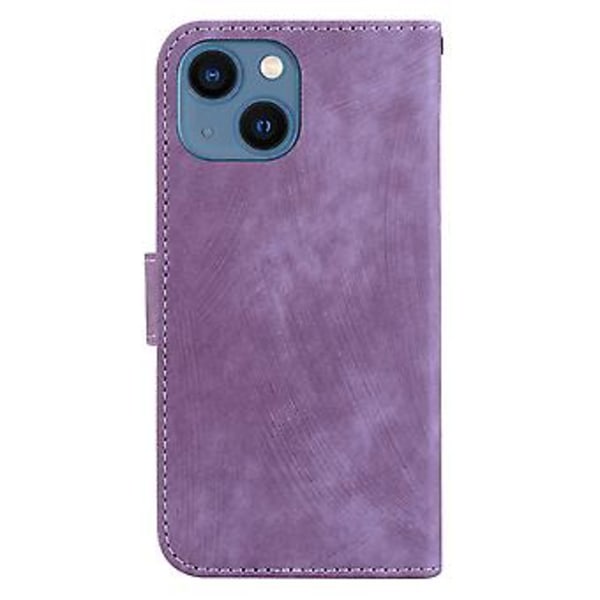 Präglad Läderfodral för iPhone 15 (Lila)