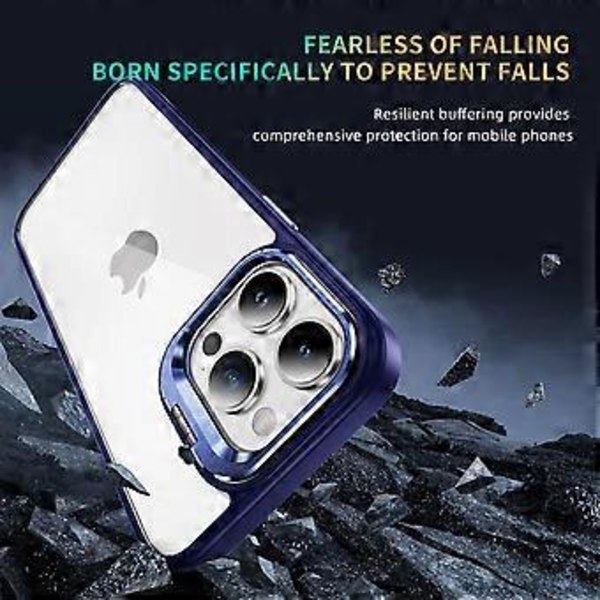 iPhone 14 Pro Skal med Linsram, Stativ, TPU+Akryl (Stil C)