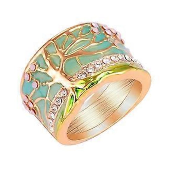 Fashion Retro Metal Krystal Livets Træ Vielsesring Smykker (7)