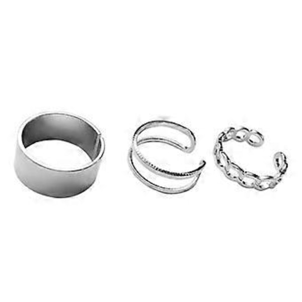 3-delat Set Punk Gothic Ringar Vintage Knuckle Ring Set Justerbar Ring