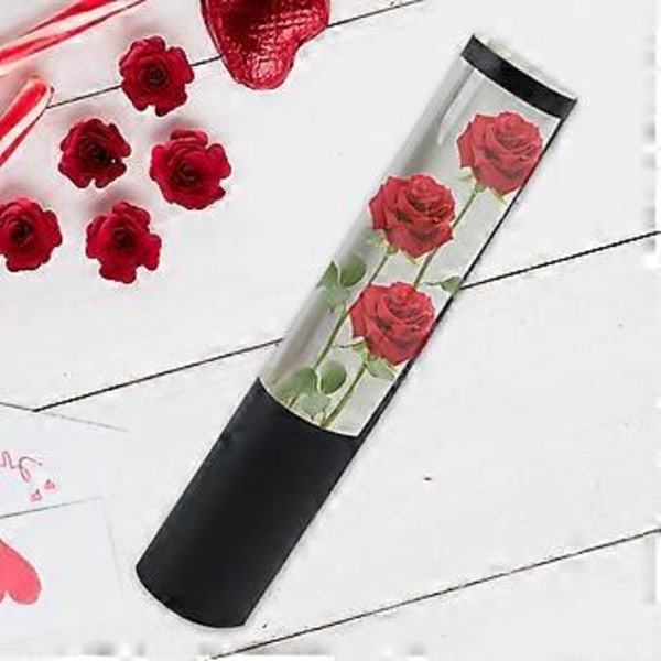 Enkel Blomster Presentförpackning Alla Hjärtans Dag Bukett Presentförpackning DIY Alla Hjärtans Dag Dekor Blomemballage för Alla Hjärtans Dag Helgdagar (Svart)