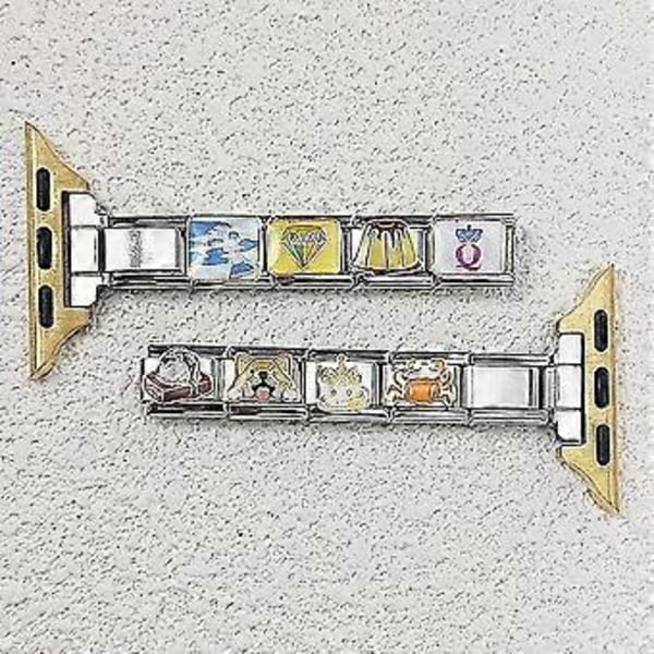 Rustfri stålconnector for Apple Watch, kompatibel med italiensk charm-armbånd (Gull 38-41)
