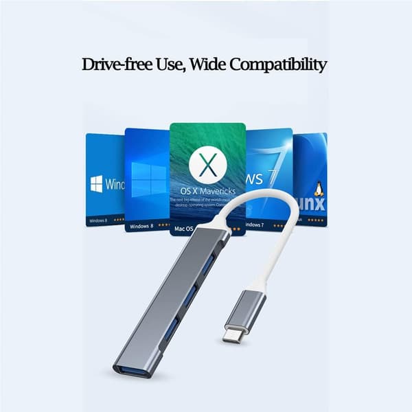 4-portars USB 3.0-hubb 5 Gbps höghastighets-USB-splitter typ C-hubb för