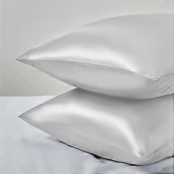 Siden Satin Kuddfodral för Hår - BPC Sängkuddfodral King Size Set om 2 för Hår och Hud, Satin Kuddfodral 50x100 cm (Vit)