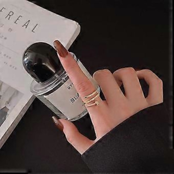 Negl Ring til Kvinder Piger Cubic Zirconia Ringe Delikat Spiralringe KPOP Pegefinger Ring Guld Negl Pegefinger Ringe Justerbare Åbne Ringe Fødselsdag Ch