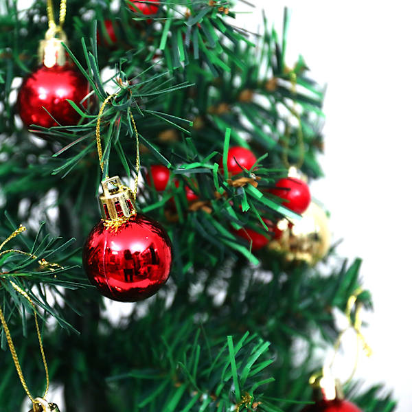 45 cm Mini Kunstig Juletre med Dekorasjoner og LED-Stri