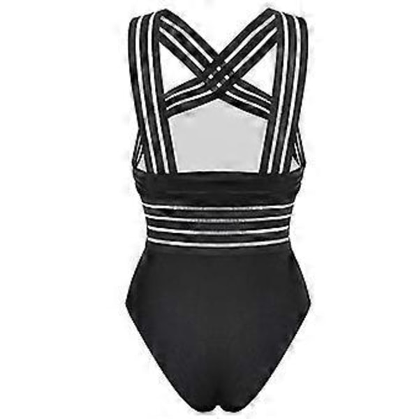 Naisten selästä avoin monokini, topatut yksiväriset uimapuvut, musta (M)