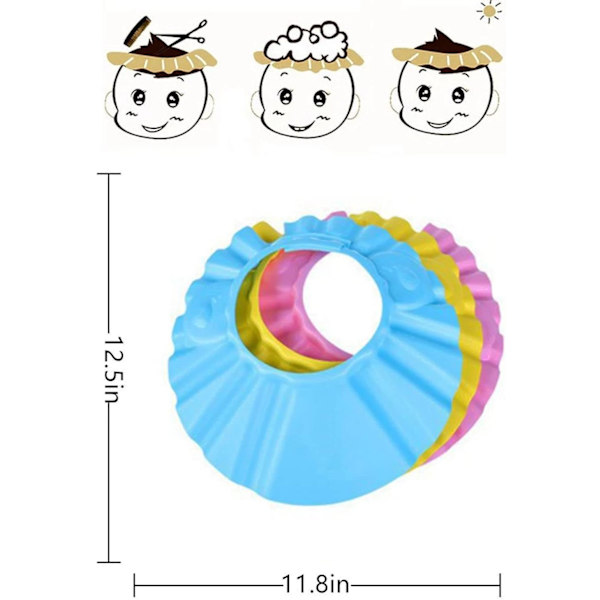 Baby Duschmössa, 3PCS Baby Duschmössa, Justerbart Visir Bad C