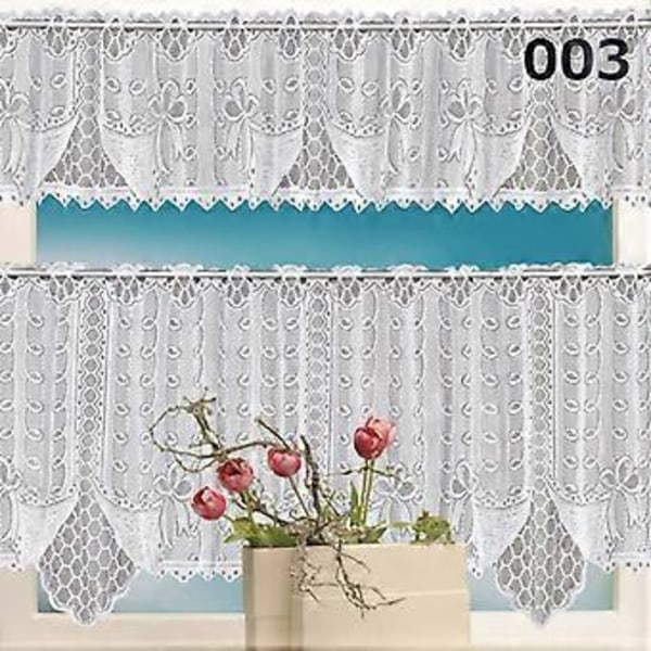 Vita Gardiner i Europeisk Stil, Spets Cafe Fönstergardiner, Warp Stickad Jacquard Gardin för Heminredning 001( 006)