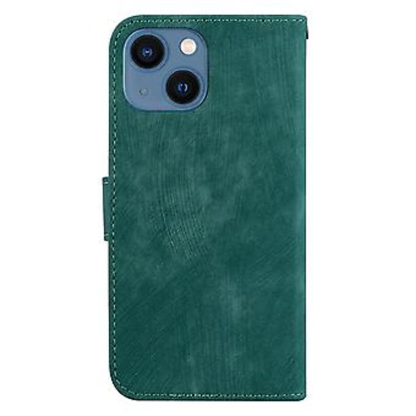 Präglad Läderfodral för iPhone 14 (Grön)