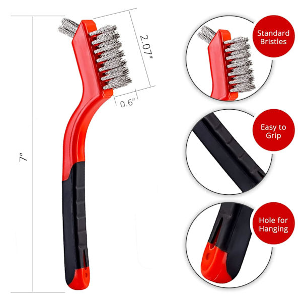 Wire Brush Sæt 3stk - Nylon/Messing/Rustfrit Stål Børster med C