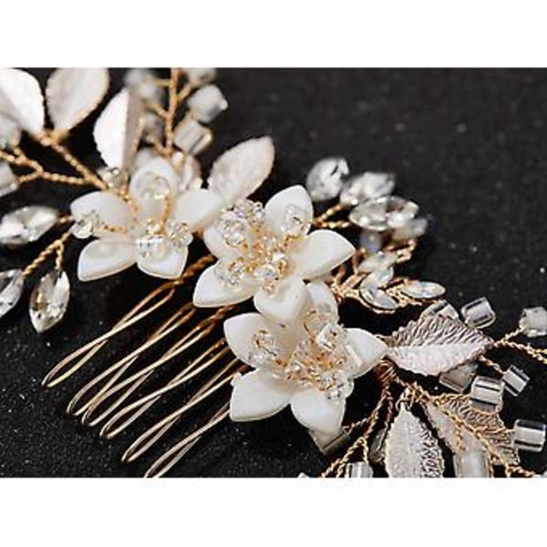 JUSCH Bryllupshårkam Klips Brud Krystal Bryllupshårtilbehør til Bruder og Brudepiger----Guld,WZ-502R